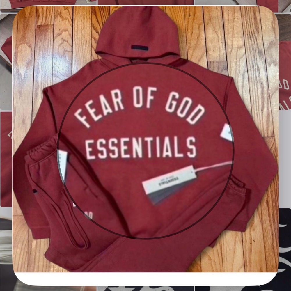 Fear of God Essentials Maroon set top and bottom - Picture 4 of 9
